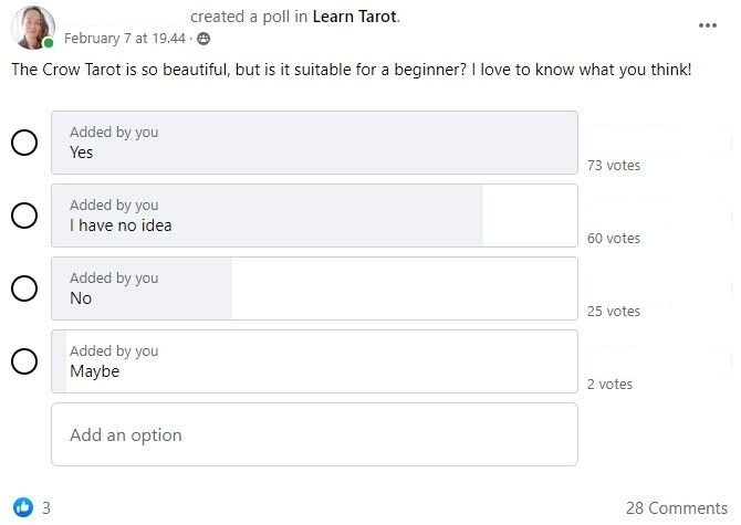 46% THINKS THE CROW TAROT IS A GREAT BEGINNER'S DECK