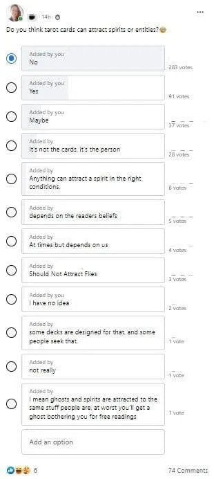 67% THINK TAROT CARDS CAN'T ATTRACT SPIRITS