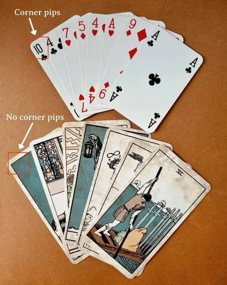you see how cards with corner pips make playing card games a lot easier.